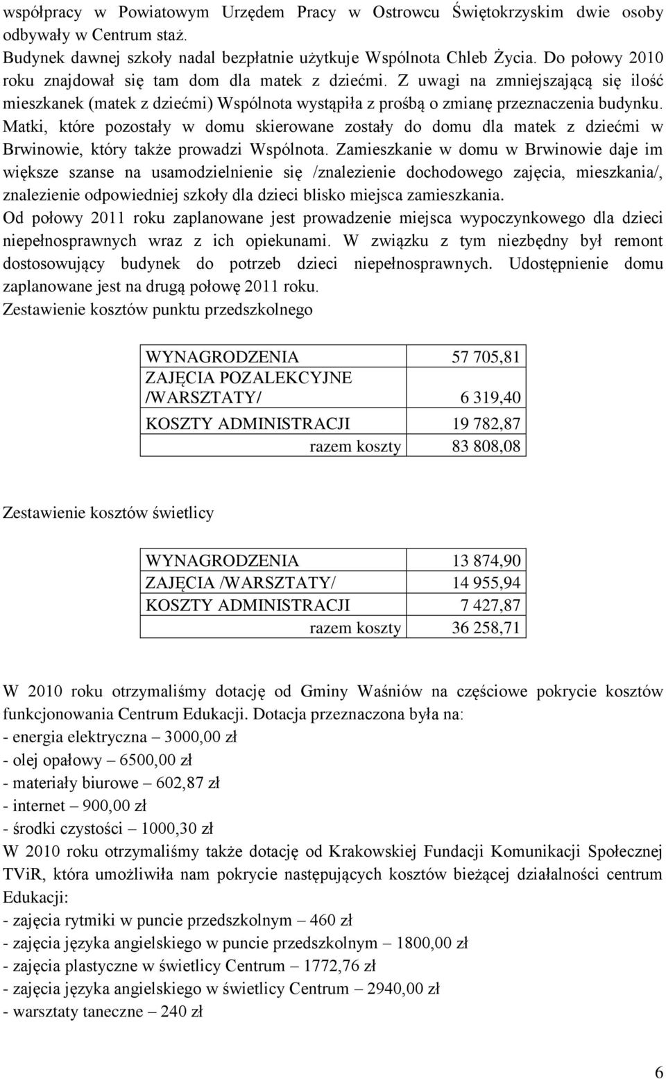 Matki, które pozostały w domu skierowane zostały do domu dla matek z dziećmi w Brwinowie, który także prowadzi Wspólnota.