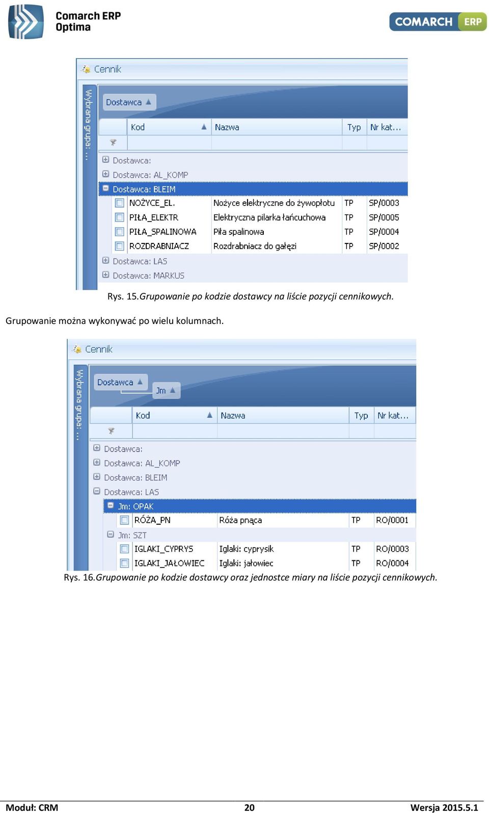 Grupowanie można wykonywać po wielu kolumnach. Rys. 16.