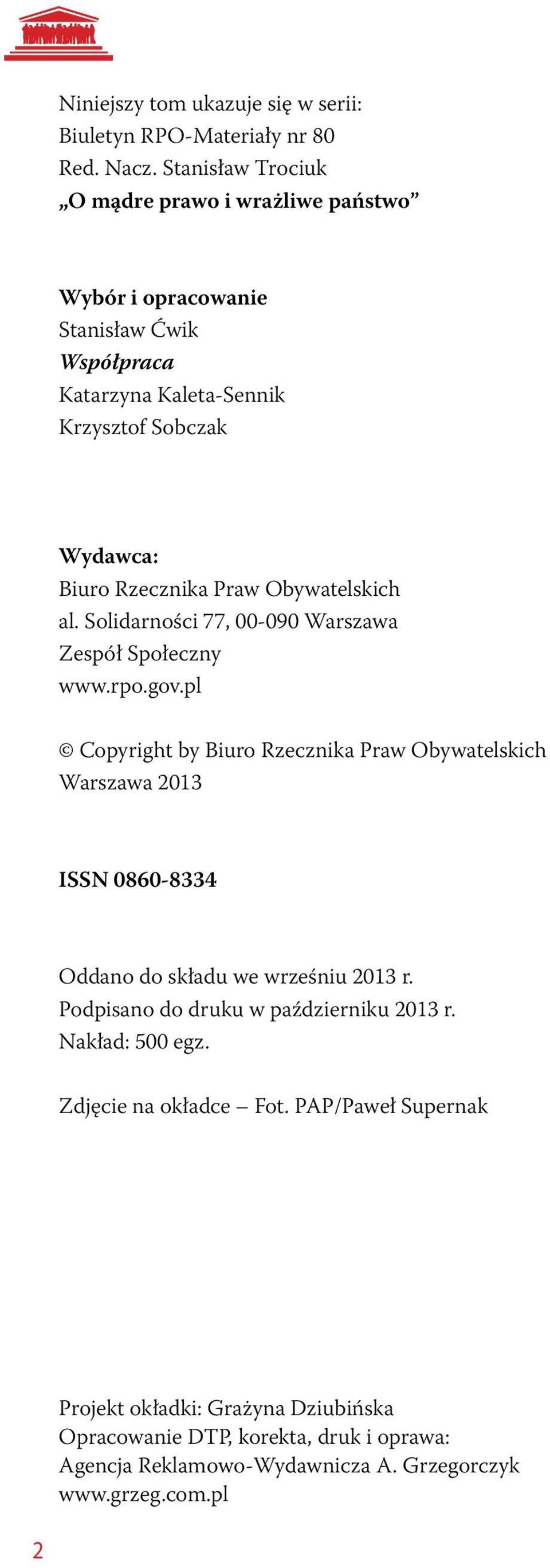 Obywatelskich al. Solidarności 77, 00-090 Warszawa Zespół Społeczny www.rpo.gov.