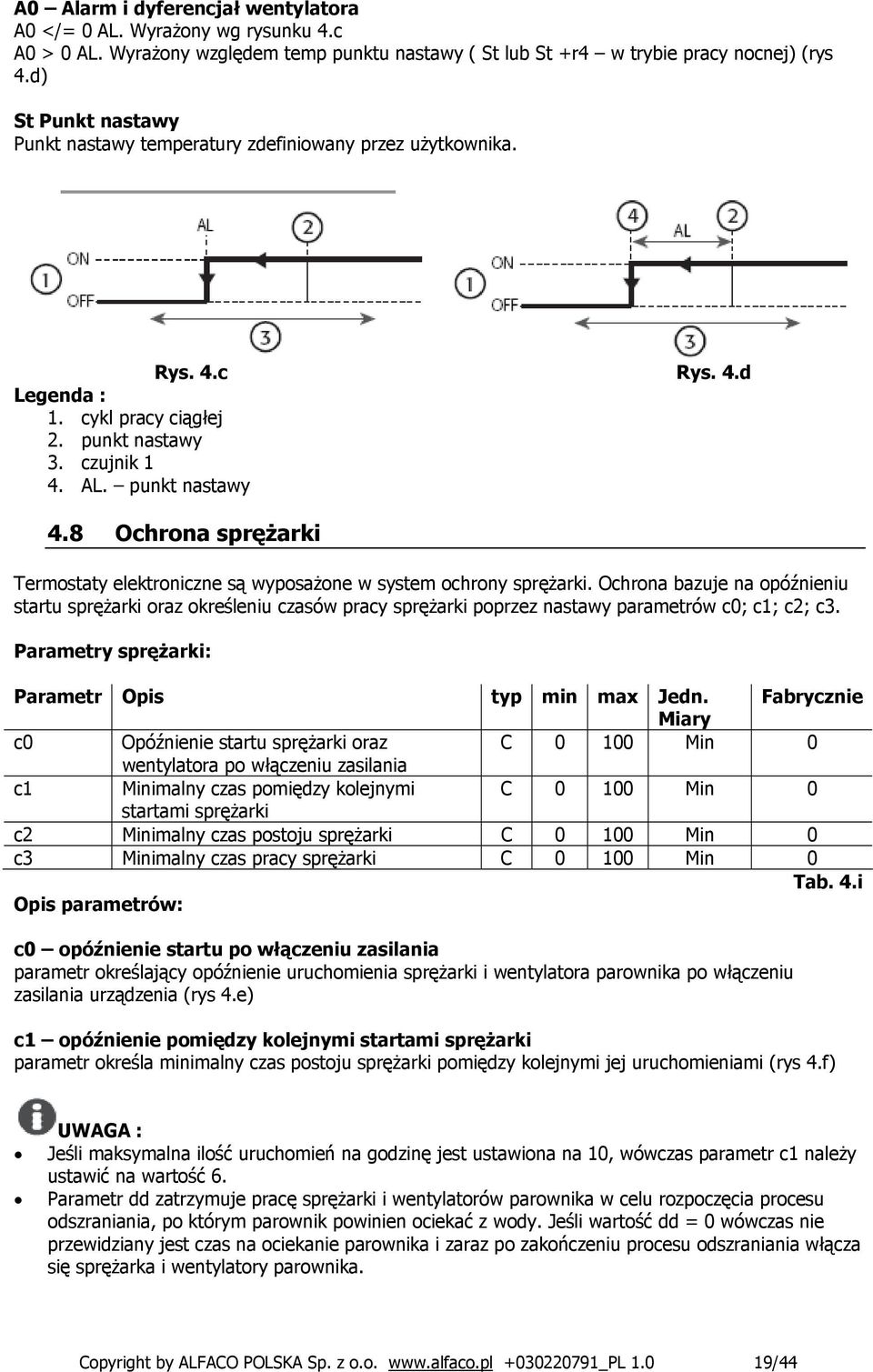 8 Ochrona sprężarki Termostaty elektroniczne są wyposażone w system ochrony sprężarki.