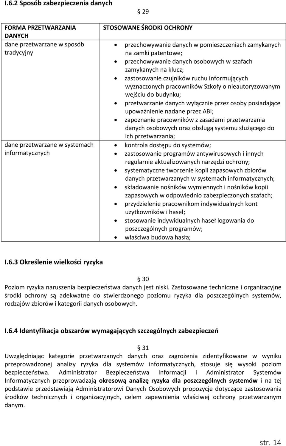 nieautoryzowanym wejściu do budynku; przetwarzanie danych wyłącznie przez osoby posiadające upoważnienie nadane przez ABI; zapoznanie pracowników z zasadami przetwarzania danych osobowych oraz