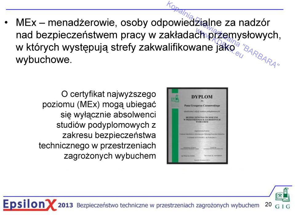 O certyfikat najwyższego poziomu (MEx) mogą ubiegać się wyłącznie absolwenci studiów