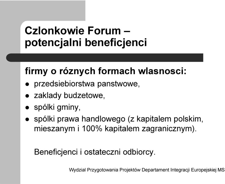 gminy, spólki prawa handlowego (z kapitalem polskim, mieszanym i