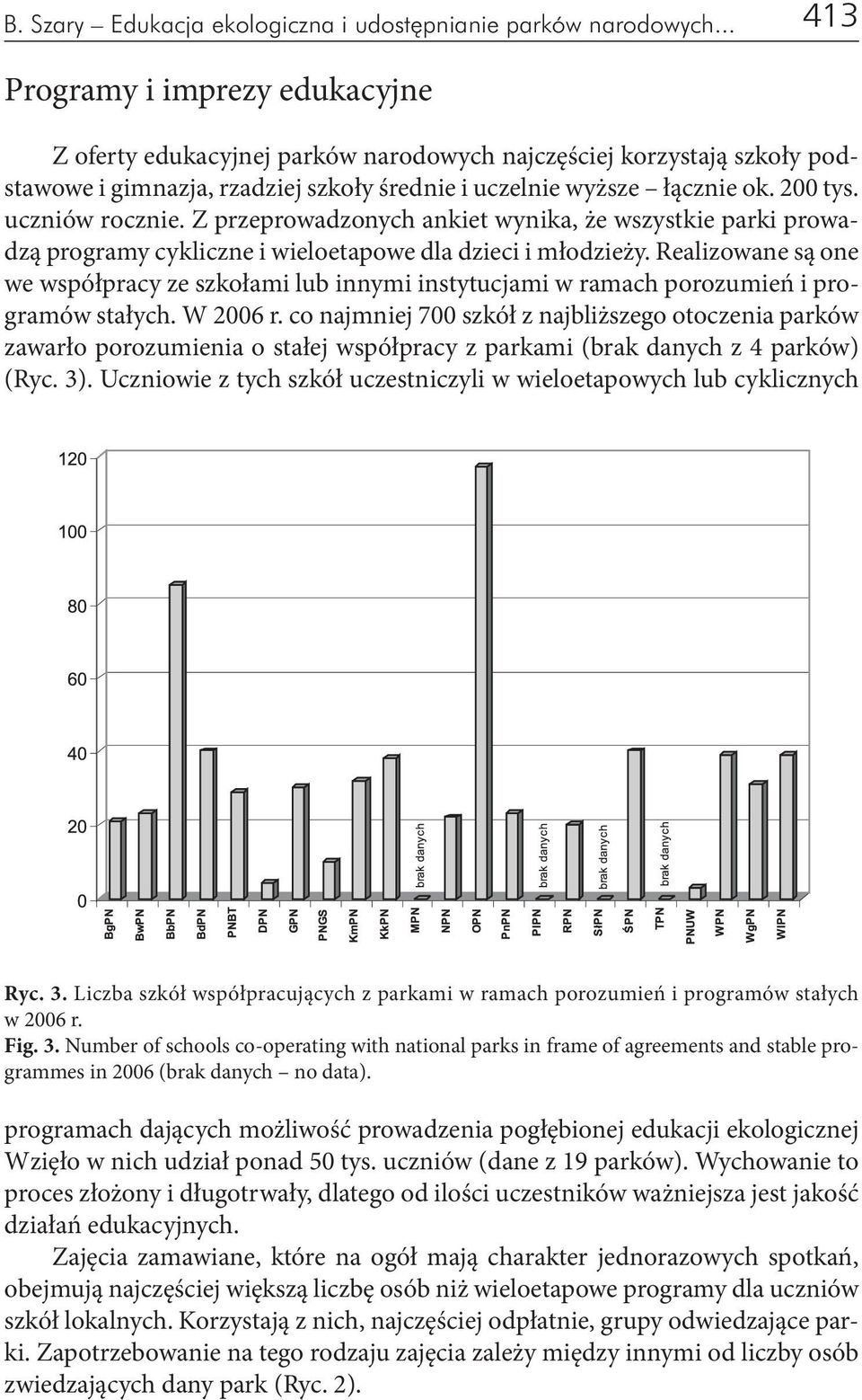 uczniów rocznie. Z przeprowadzonych ankiet wynika, że wszystkie parki prowadzą programy cykliczne i wieloetapowe dla dzieci i młodzieży.