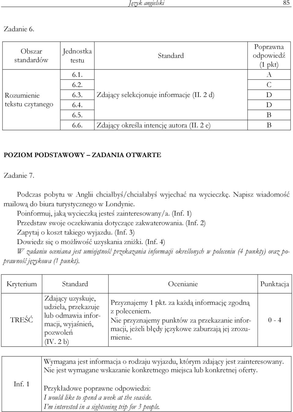 Poinformuj, jaką wycieczką jesteś zainteresowany/a. (Inf. 1) Przedstaw swoje oczekiwania dotyczące zakwaterowania. (Inf. 2) Zapytaj o koszt takiego wyjazdu. (Inf. 3) Dowiedz się o moŝliwość uzyskania zniŝki.