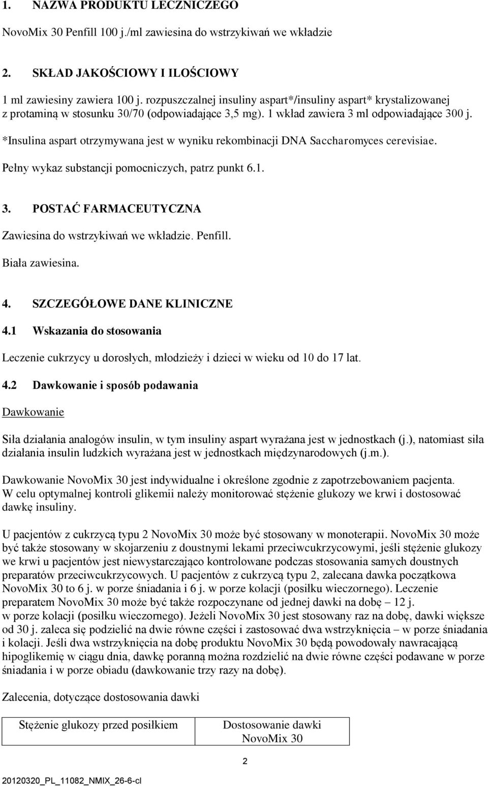 *Insulina aspart otrzymywana jest w wyniku rekombinacji DNA Saccharomyces cerevisiae. Pełny wykaz substancji pomocniczych, patrz punkt 6.1. 3.