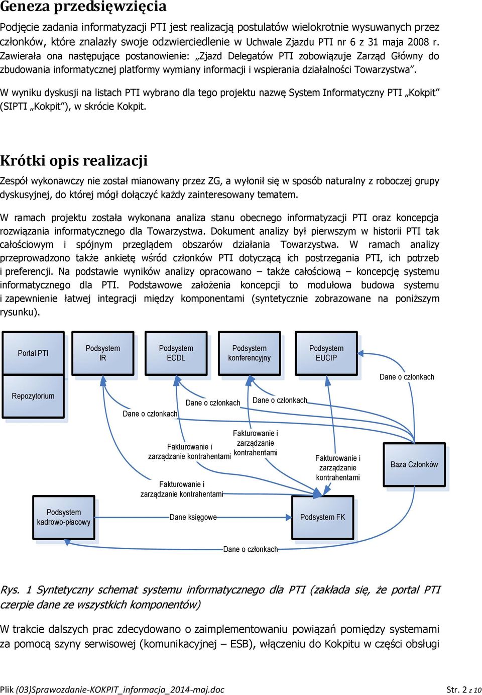 W wyniku dyskusji na listach PTI wybrano dla tego projektu nazwę System Informatyczny PTI Kokpit (SIPTI Kokpit ), w skrócie Kokpit.