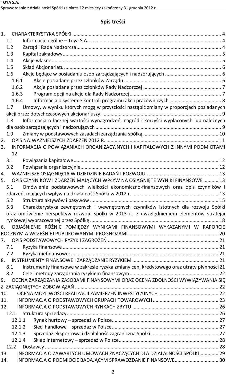 .. 7 1.6.4 Informacja o systemie kontroli programu akcji pracowniczych... 8 1.