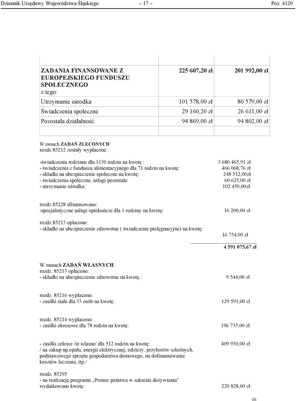 zostały wypłacone: -wiadczenia rodzinne dla rodzin na kwot :, zł - wiadczenia z funduszu alimentacyjnego dla rodzin na kwot:, zł - składki na ubezpieczenie społeczne na kwot:,zł - wiadczenia