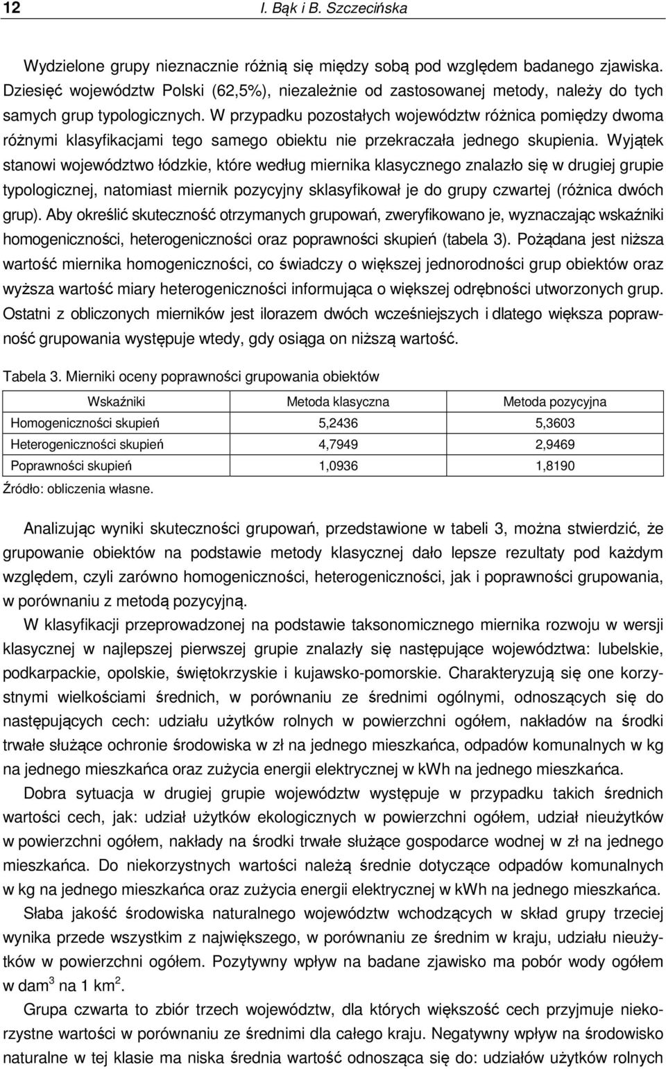 W przypadku pozostałych woewództw różnica pomiędzy dwoma różnymi klasyfikacami tego samego obiektu nie przekraczała ednego skupienia.