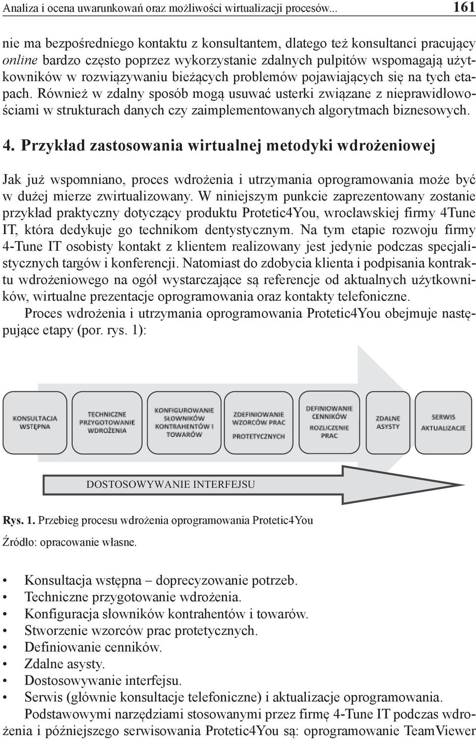 problemów pojawiających się na tych etapach. Również w zdalny sposób mogą usuwać usterki związane z nieprawidłowościami w strukturach danych czy zaimplementowanych algorytmach biznesowych. 4.