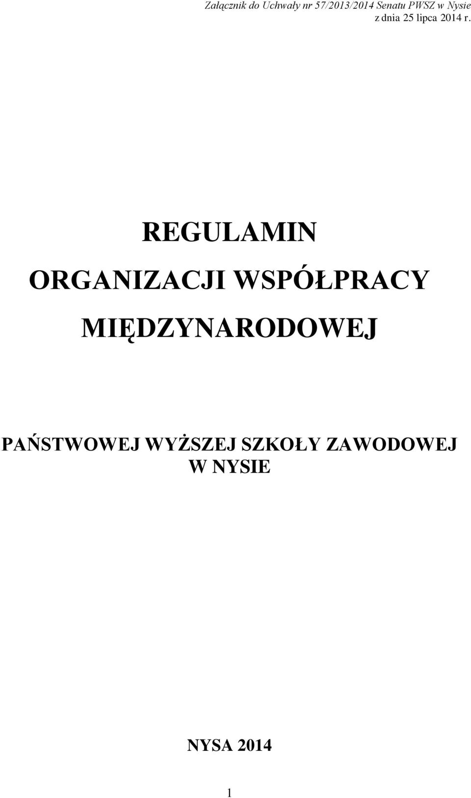 REGULAMIN ORGANIZACJI WSPÓŁPRACY