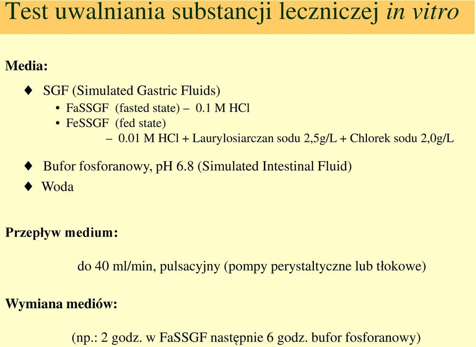 01 M HCl + Laurylosiarczan sodu 2,5g/L + Chlorek sodu 2,0g/L Bufor fosforanowy, ph 6.