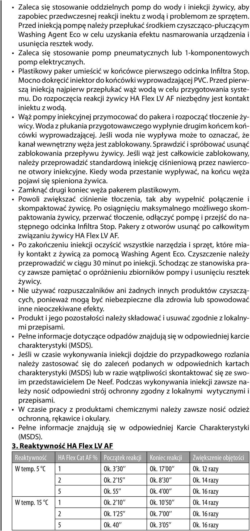 Zaleca się stosowanie pomp pneumatycznych lub 1-komponentowych pomp elektrycznych. Plastikowy paker umieścić w końcówce pierwszego odcinka Infiltra Stop.