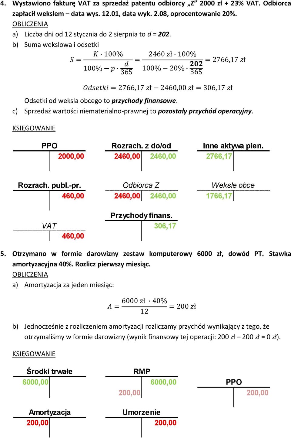 c) Sprzedaż wartości niematerialno-prawnej to pozostały przychód operacyjny. PPO Rozrach. z do/od Inne aktywa pien.