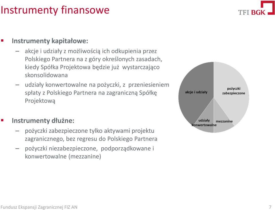 przeniesieniem spłaty z Polskiego Partnera na zagraniczną Spółkę Projektową Instrumenty dłużne: pożyczki zabezpieczone tylko