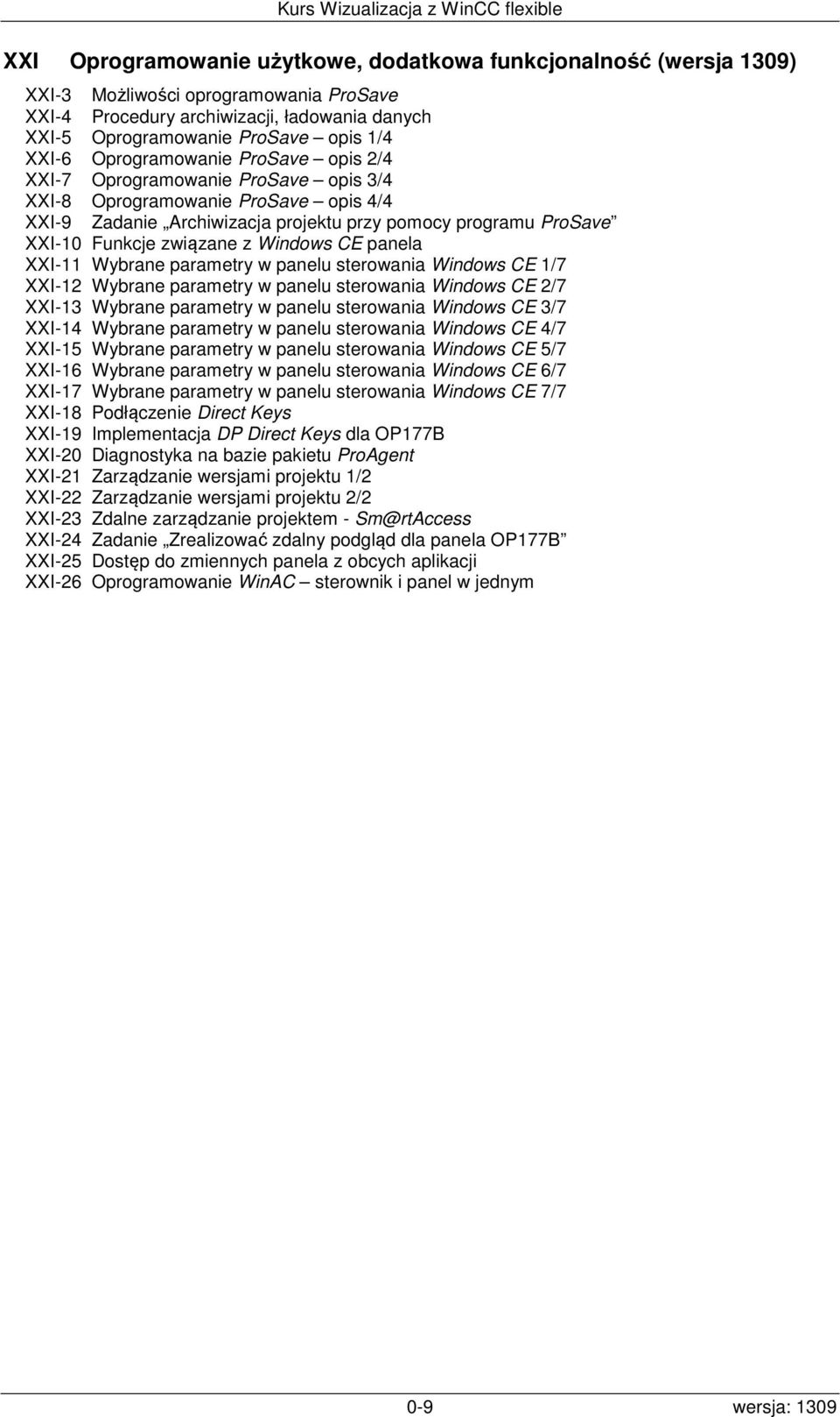 Windows CE panela XXI-11 Wybrane parametry w panelu sterowania Windows CE 1/7 XXI-12 Wybrane parametry w panelu sterowania Windows CE 2/7 XXI-13 Wybrane parametry w panelu sterowania Windows CE 3/7