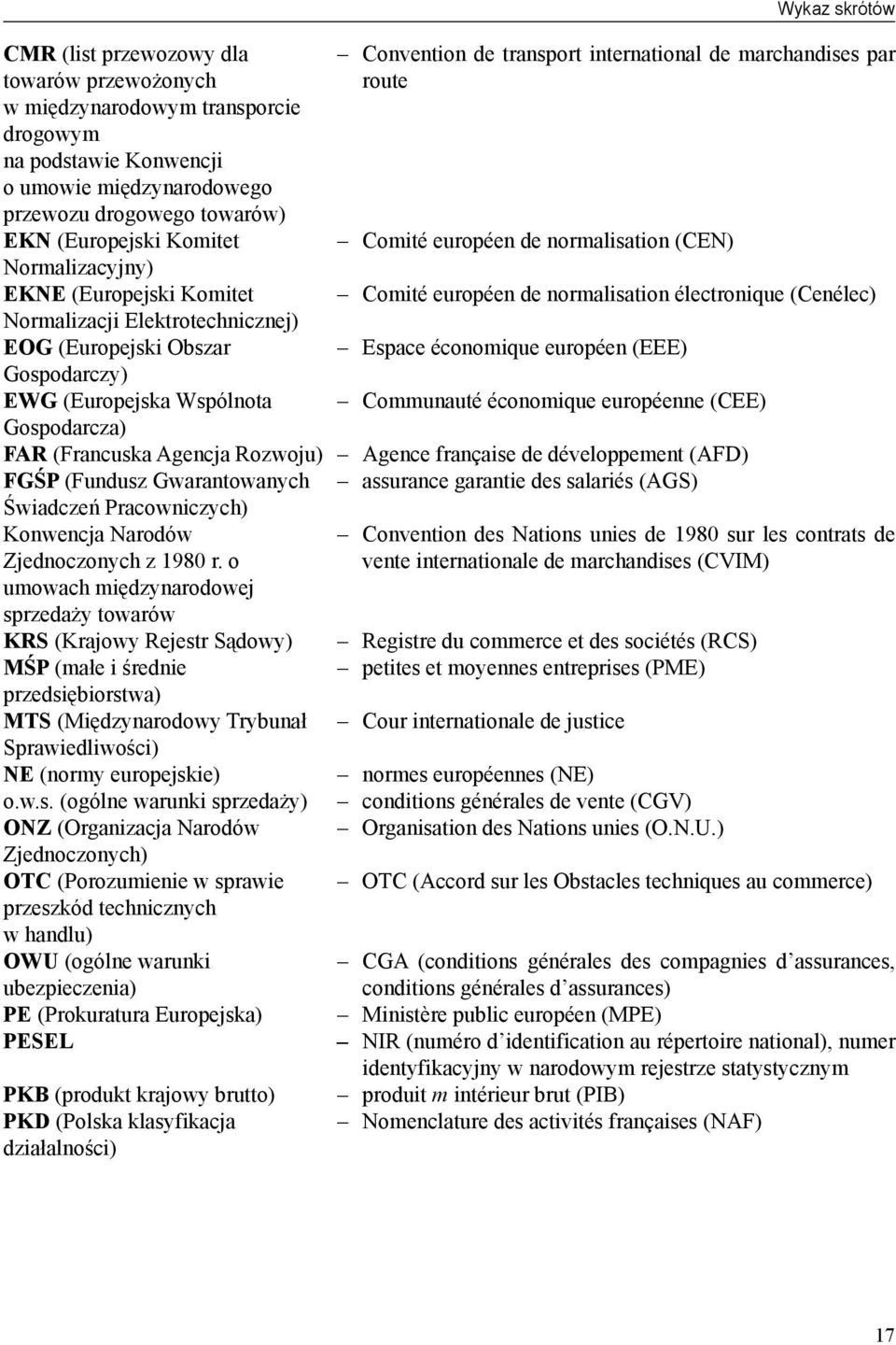 (Cenélec) Normalizacji Elektrotechnicznej) EOG (Europejski Obszar Espace économique européen (EEE) Gospodarczy) EWG (Europejska Wspólnota Communauté économique européenne (CEE) Gospodarcza) FAR