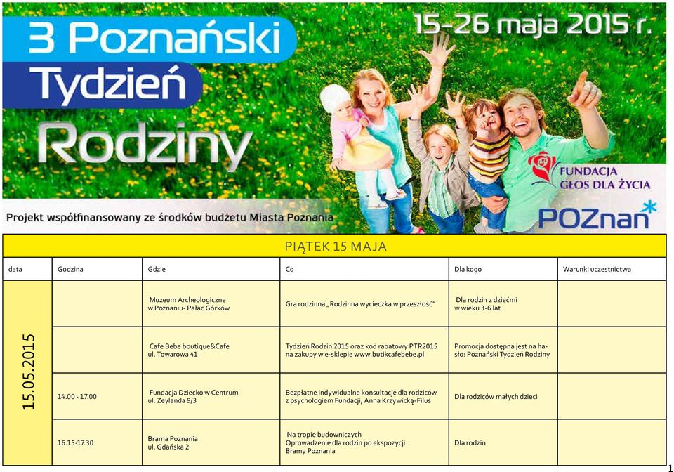 Zeylanda 9/3 Tydzień Rodzin 2015 oraz kod rabatowy PTR2015 na zakupy Bezpłatne indywidualne