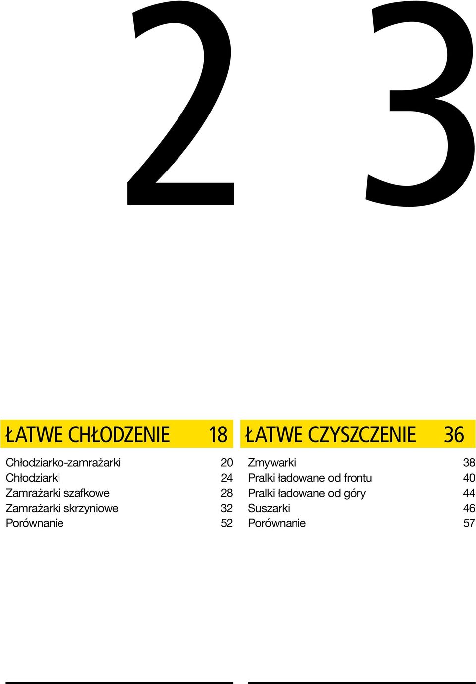 28 Zamrażarki skrzyniowe 32 Porównanie 52 Zmywarki 38 Pralki