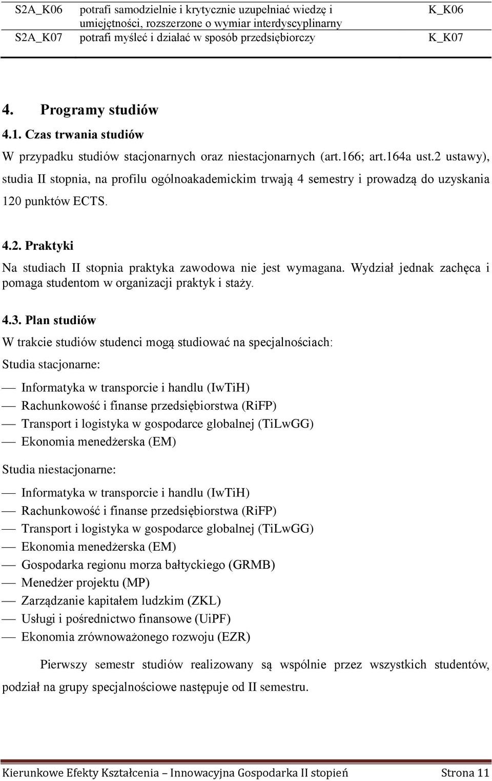 2 ustawy), studia II stopnia, na profilu ogólnoakademickim trwają 4 semestry i prowadzą do uzyskania 120 punktów ECTS. 4.2. Praktyki Na studiach II stopnia praktyka zawodowa nie jest wymagana.