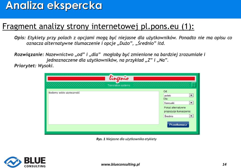 Ponadto nie ma opisu co oznacza alternatywne tłumaczenie i opcje Dużo, Średnio itd.