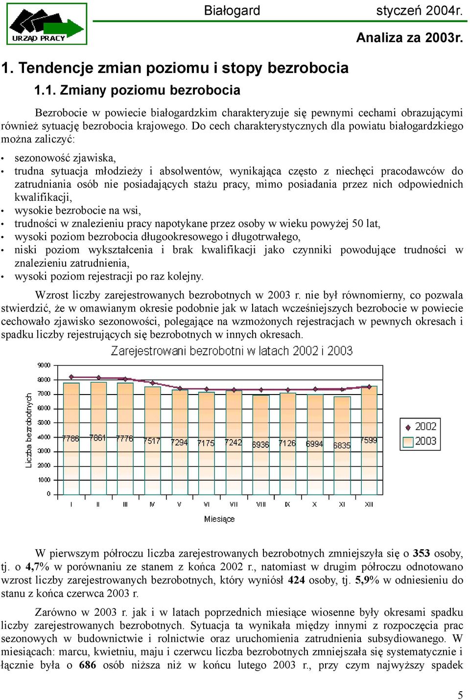 posiadających stażu pracy, mimo posiadania przez nich odpowiednich kwalifikacji, wysokie bezrobocie na wsi, trudności w znalezieniu pracy napotykane przez osoby w wieku powyżej 50 lat, wysoki poziom