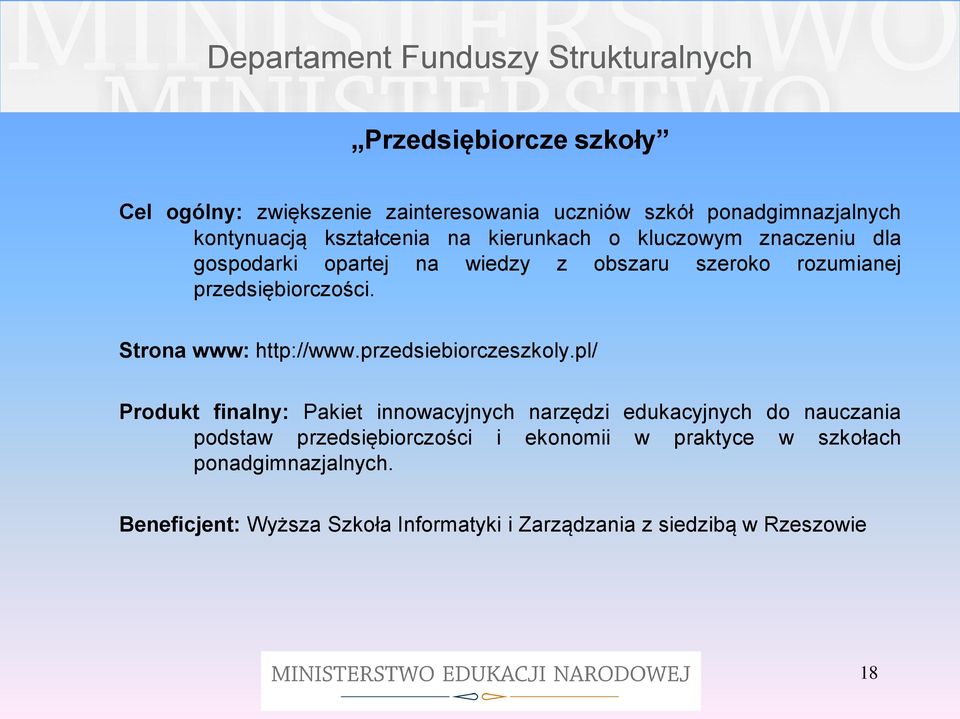 Strona www: http://www.przedsiebiorczeszkoly.