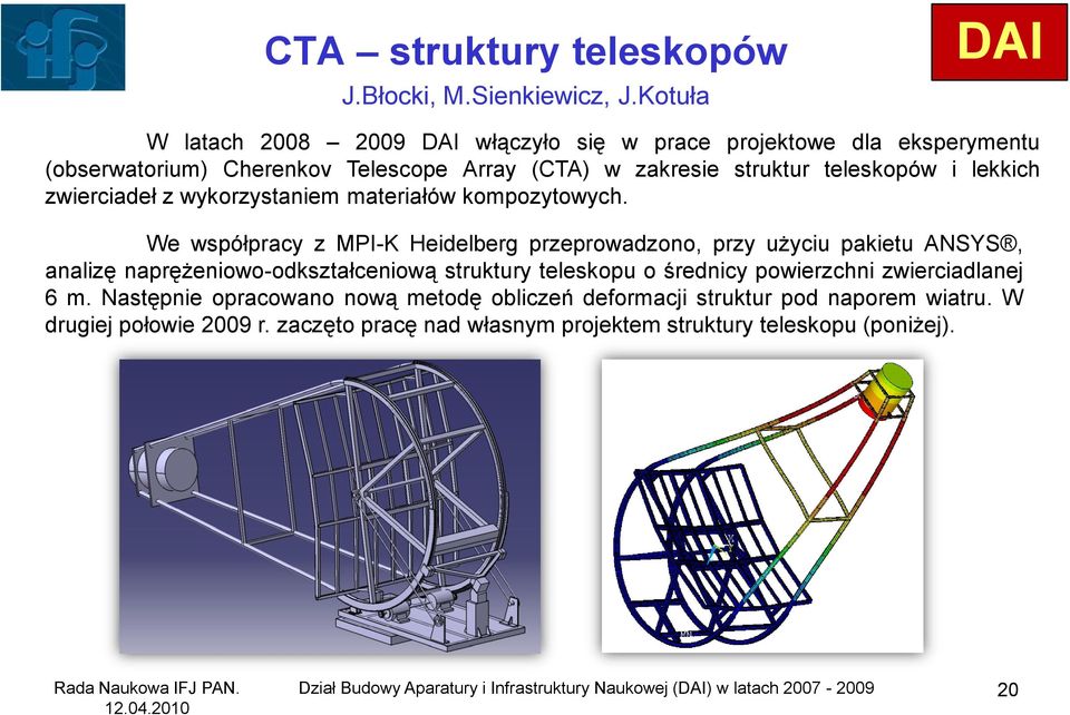 zwierciadeł z wykorzystaniem materiałów kompozytowych.