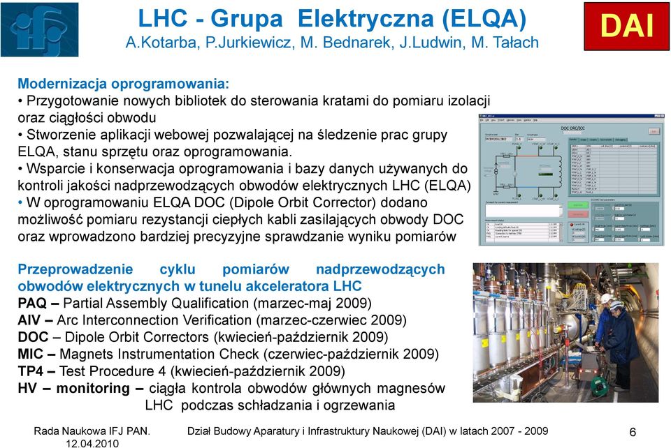 ELQA, stanu sprzętu oraz oprogramowania.