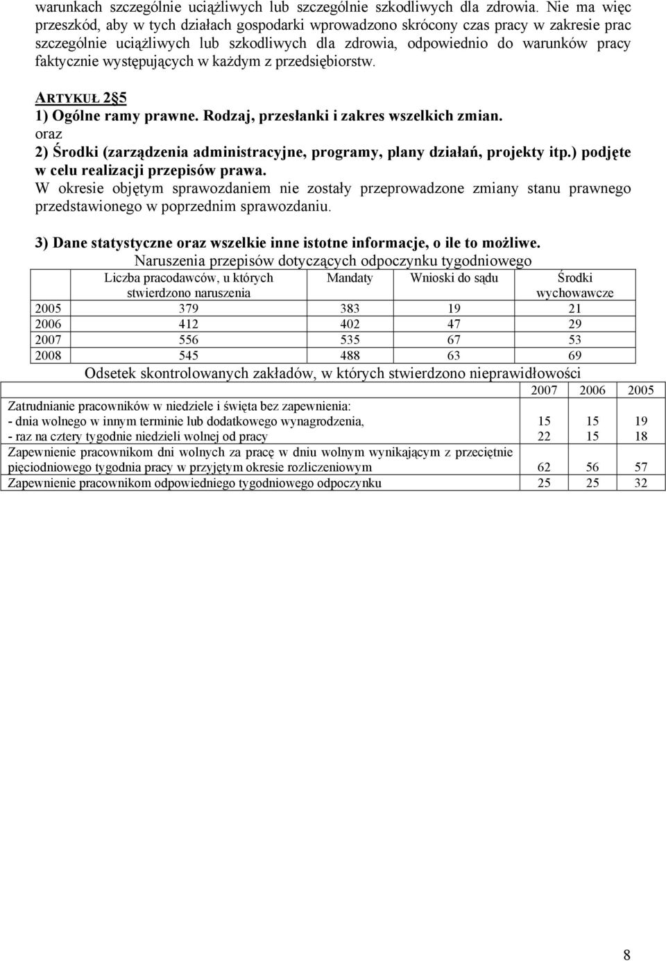 występujących w każdym z przedsiębiorstw. ARTYKUŁ 2 5 1) Ogólne ramy prawne. Rodzaj, przesłanki i zakres wszelkich zmian.