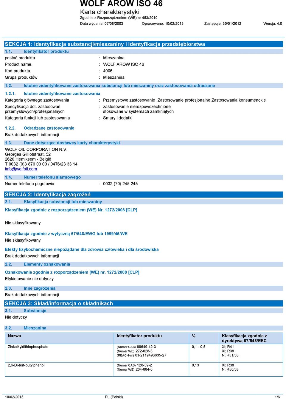 zastosowań przemysłowych/profesjonalnych Kategoria funkcji lub zastosowania 1.2.