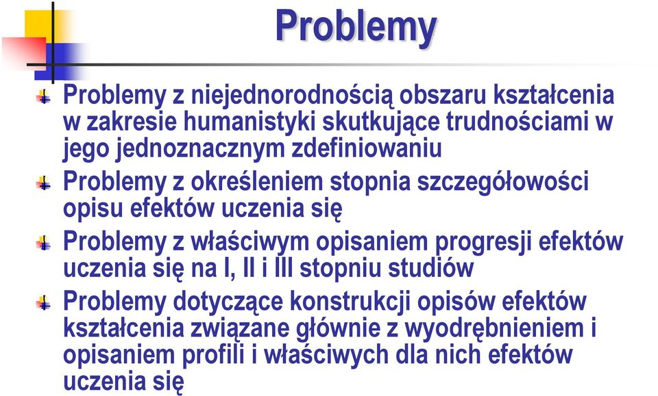 właściwym opisaniem progresji efektów uczenia się na I, II i III stopniu studiów Problemy dotyczące konstrukcji