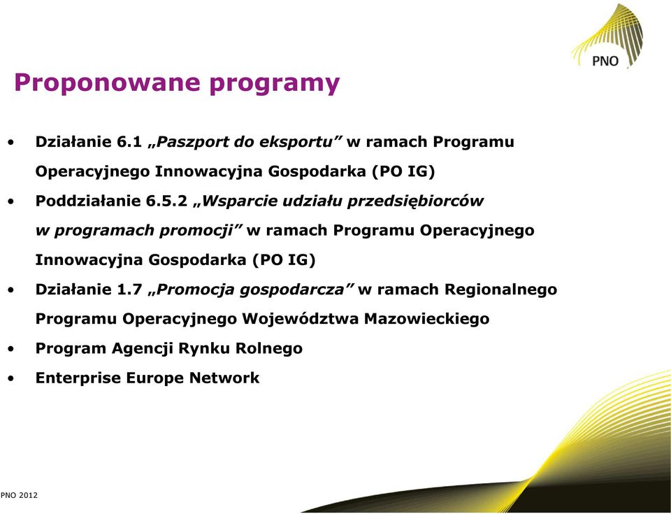 2 Wsparcie udziału przedsiębiorców w programach promocji w ramach Programu Operacyjnego Innowacyjna