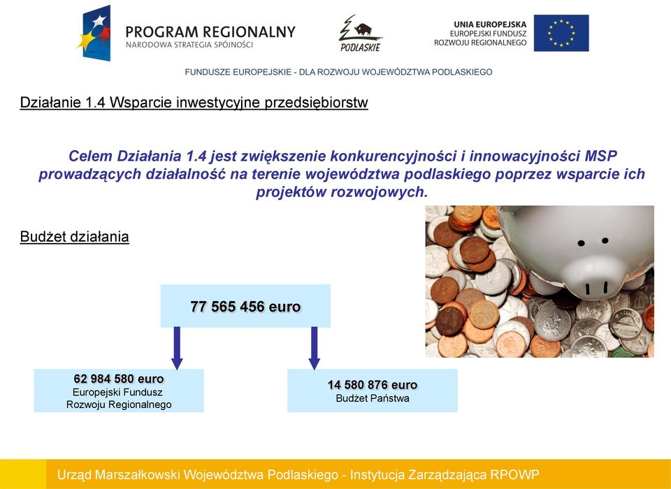 terenie województwa podlaskiego poprzez wsparcie ich projektów rozwojowych.