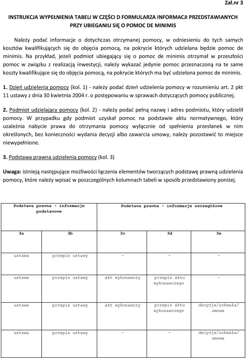 Na przykład, jeżeli podmiot ubiegający się o pomoc de minimis otrzymał w przeszłości pomoc w związku z realizacją inwestycji, należy wykazać jedynie pomoc przeznaczoną na te same koszty kwalifikujące