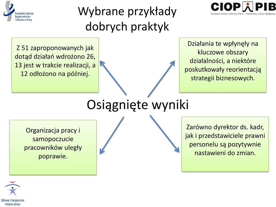 Działania te wpłynęły na kluczowe obszary działalności, a niektóre poskutkowały reorientacją strategii