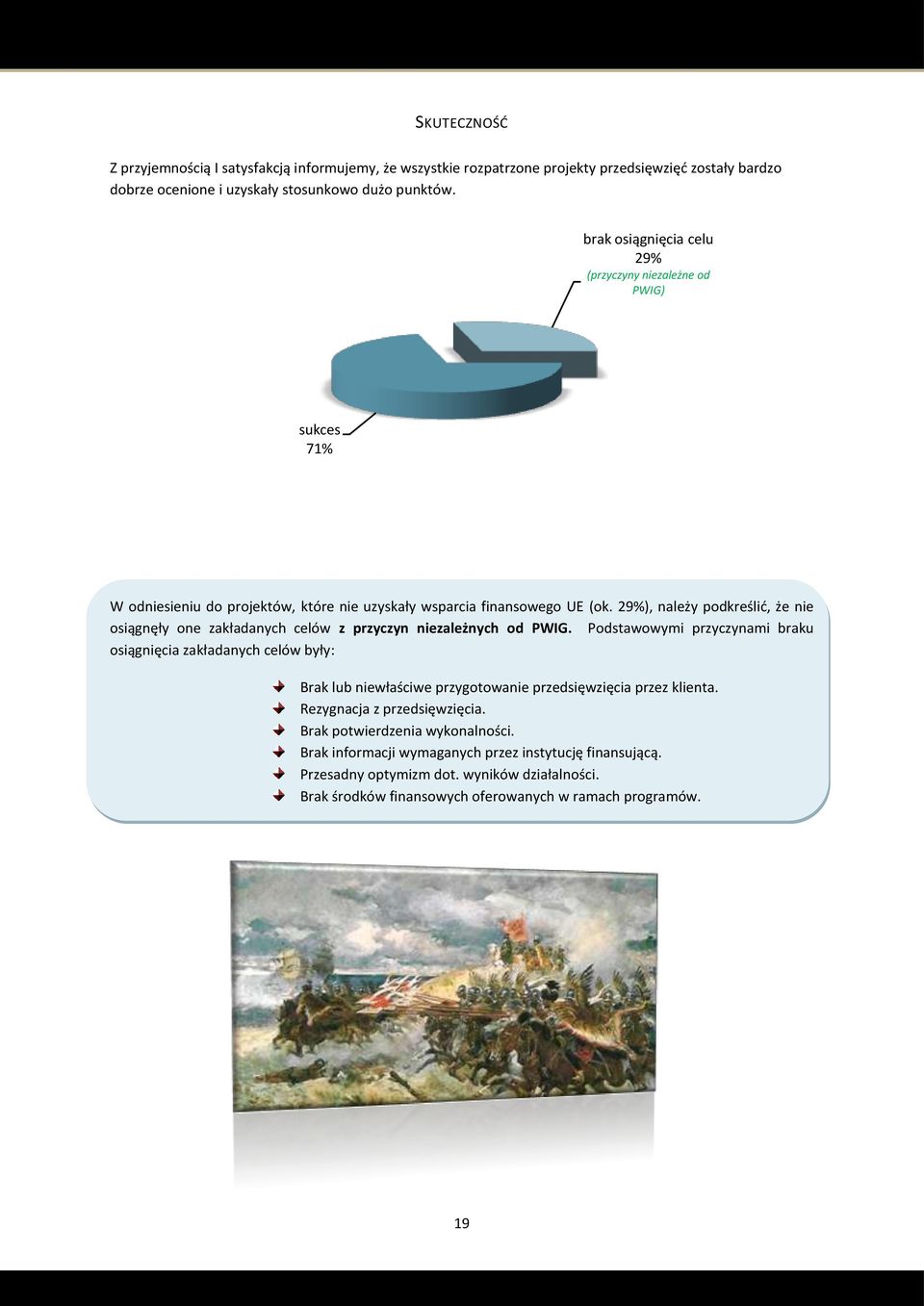 29%), należy podkreślid, że nie osiągnęły one zakładanych celów z przyczyn niezależnych od PWIG.