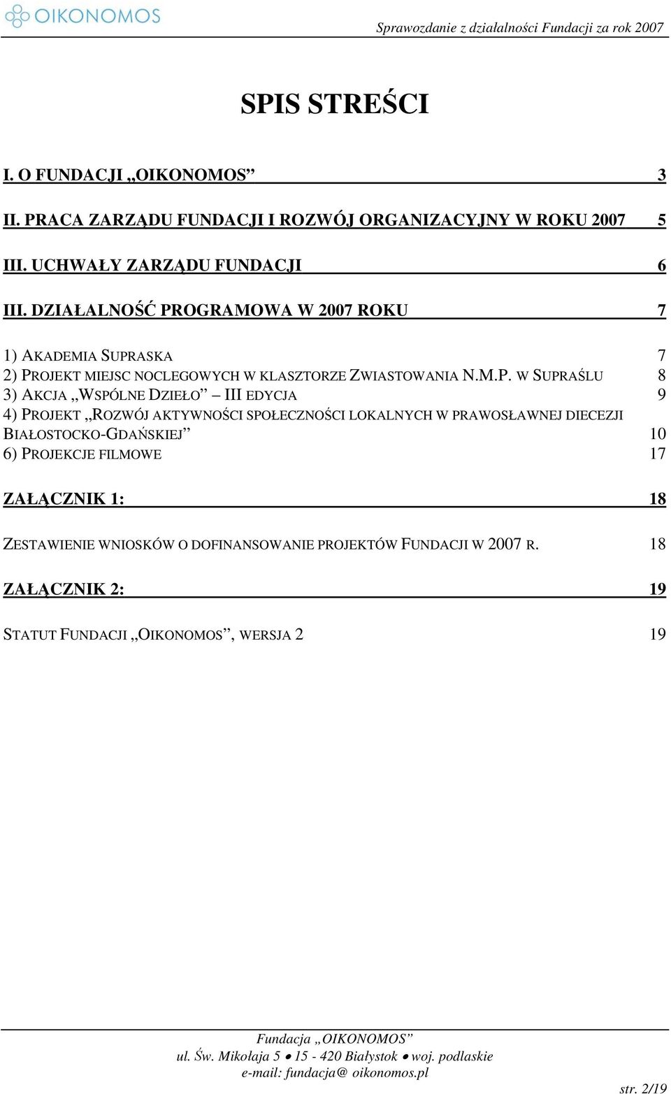 OGRAMOWA W 2007 ROKU 7 1) AKADEMIA SUPR