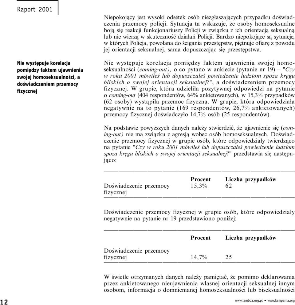 Bardzo pokojące są sytuacje, w których Policja, powołana do ścigania przestępstw, piętnuje ofiarę z powodu jej orientacji seksualnej, sama dopuszczając się przestępstwa.