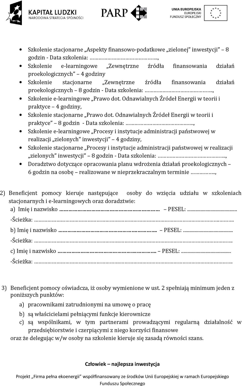 , Szkolenie e-learningowe Prawo dot. Odnawialnych Źródeł Energii w teorii i praktyce 4 godziny, Szkolenie stacjonarne Prawo dot.