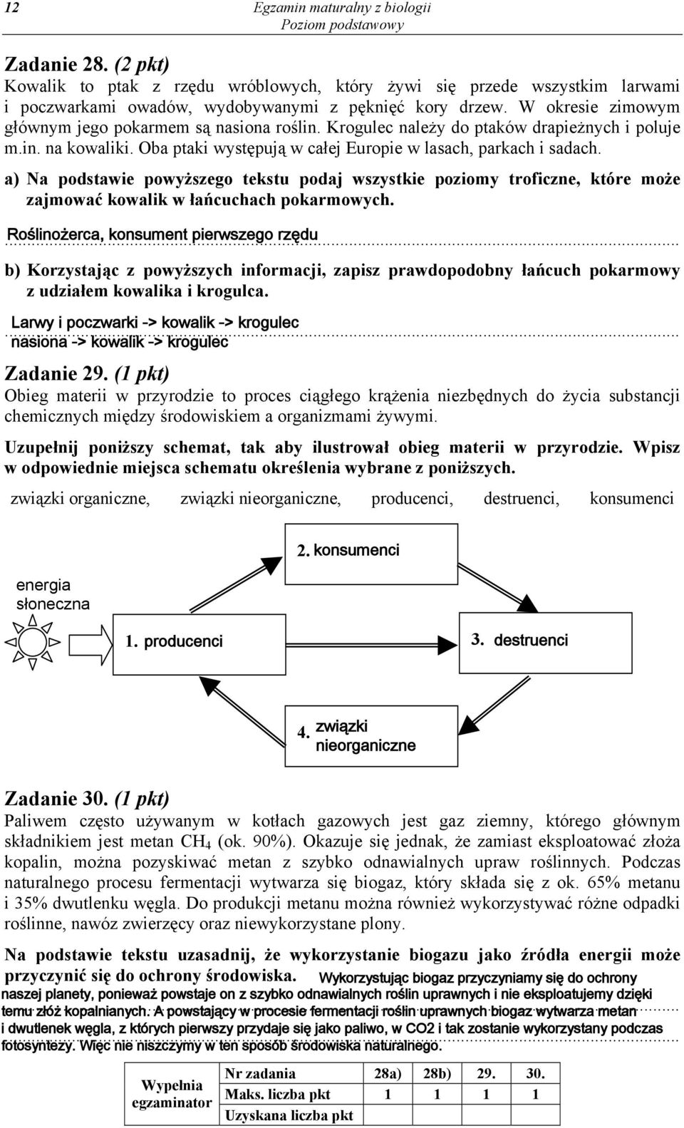 a) Na podstawie powyższego tekstu podaj wszystkie poziomy troficzne, które może zajmować kowalik w łańcuchach pokarmowych.