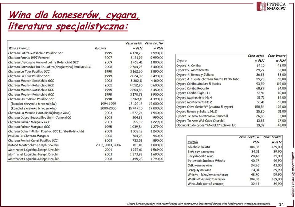 butelek każdego wina rocznikowego jest ograniczona.