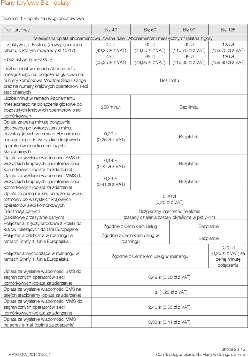 (55,35 zł z (79,95 zł z (116,85 zł z (159,90 zł z Liczba minut w ramach Abonamentu miesięcznego na: połączenia głosowe na numery komórkowe Mobilnej Sieci Orange Bez limitu oraz na numery krajowych