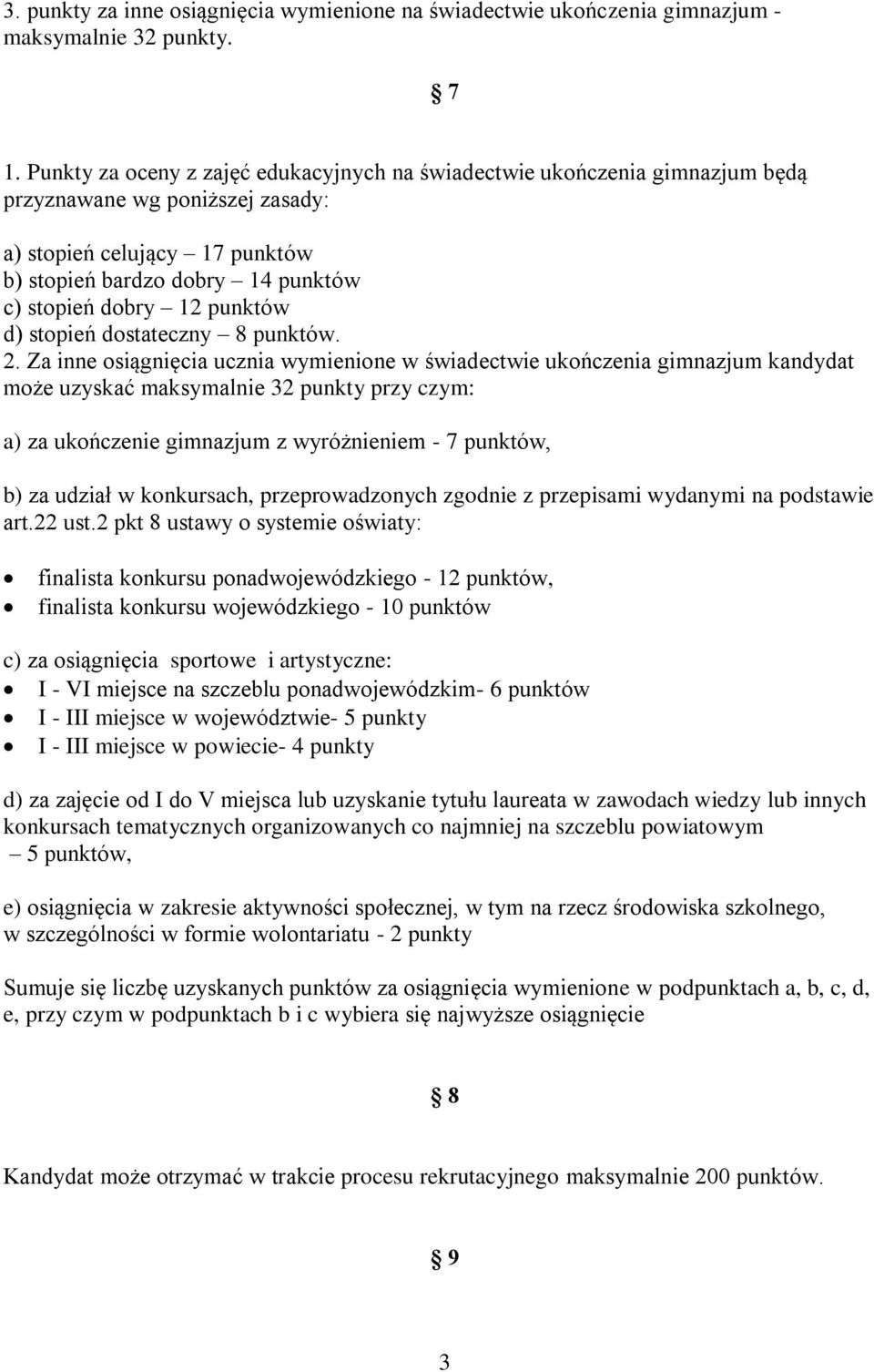 punktów d) stopień dostateczny 8 punktów. 2.