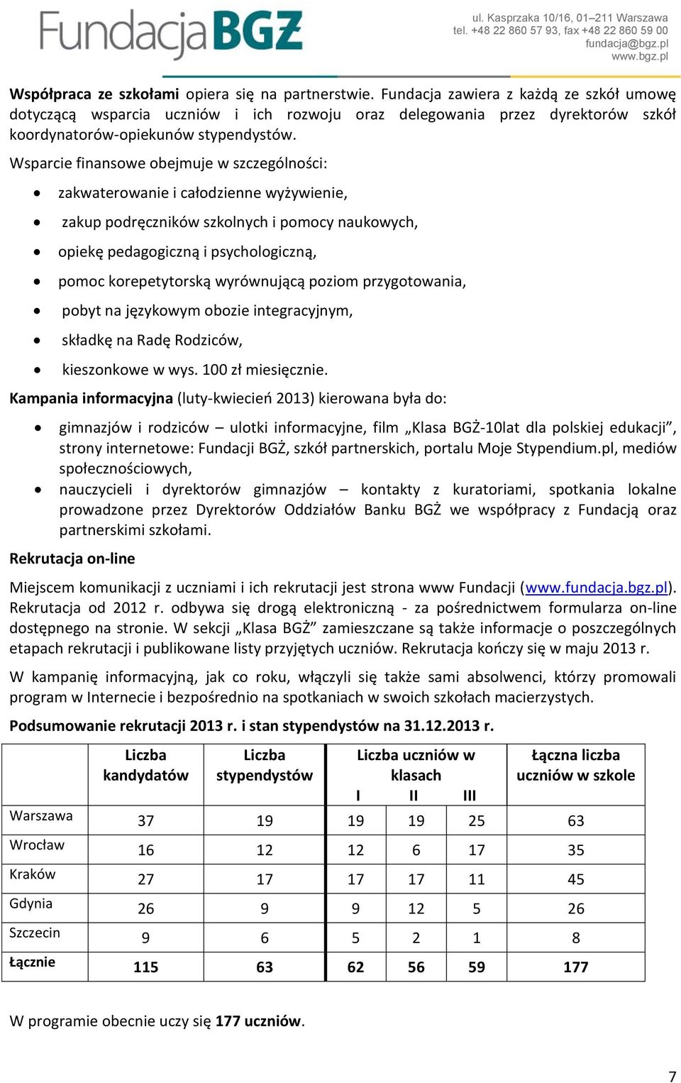 Wsparcie finansowe obejmuje w szczególności: zakwaterowanie i całodzienne wyżywienie, zakup podręczników szkolnych i pomocy naukowych, opiekę pedagogiczną i psychologiczną, pomoc korepetytorską