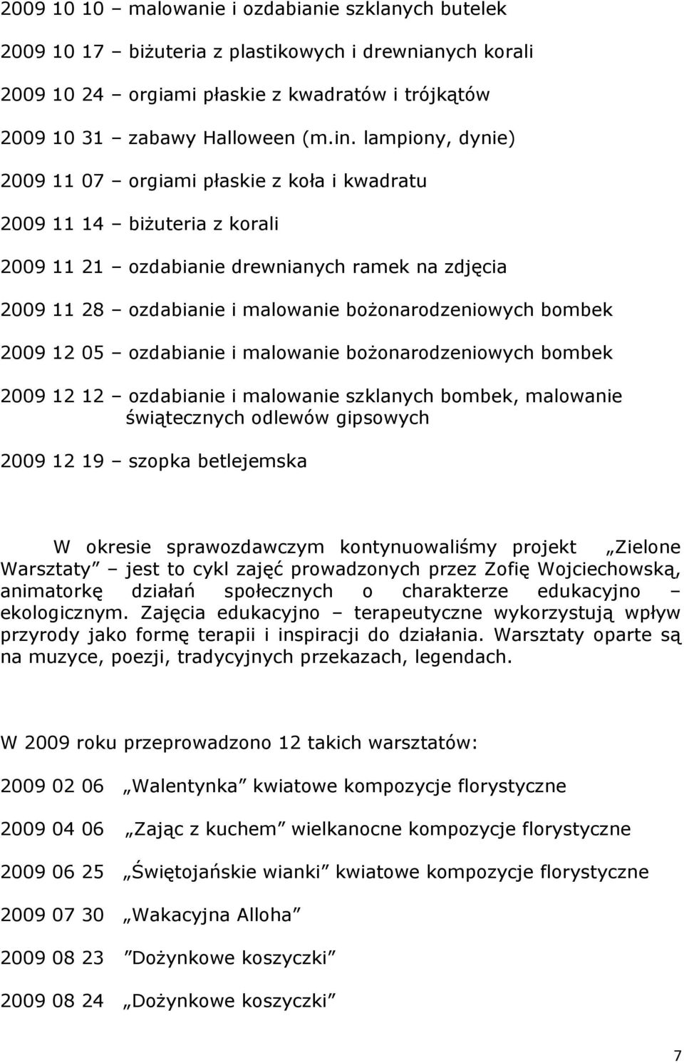 05 zdabianie i malwanie bżnardzeniwych bmbek 2009 12 12 zdabianie i malwanie szklanych bmbek, malwanie świątecznych dlewów gipswych 2009 12 19 szpka betlejemska W kresie sprawzdawczym kntynuwaliśmy