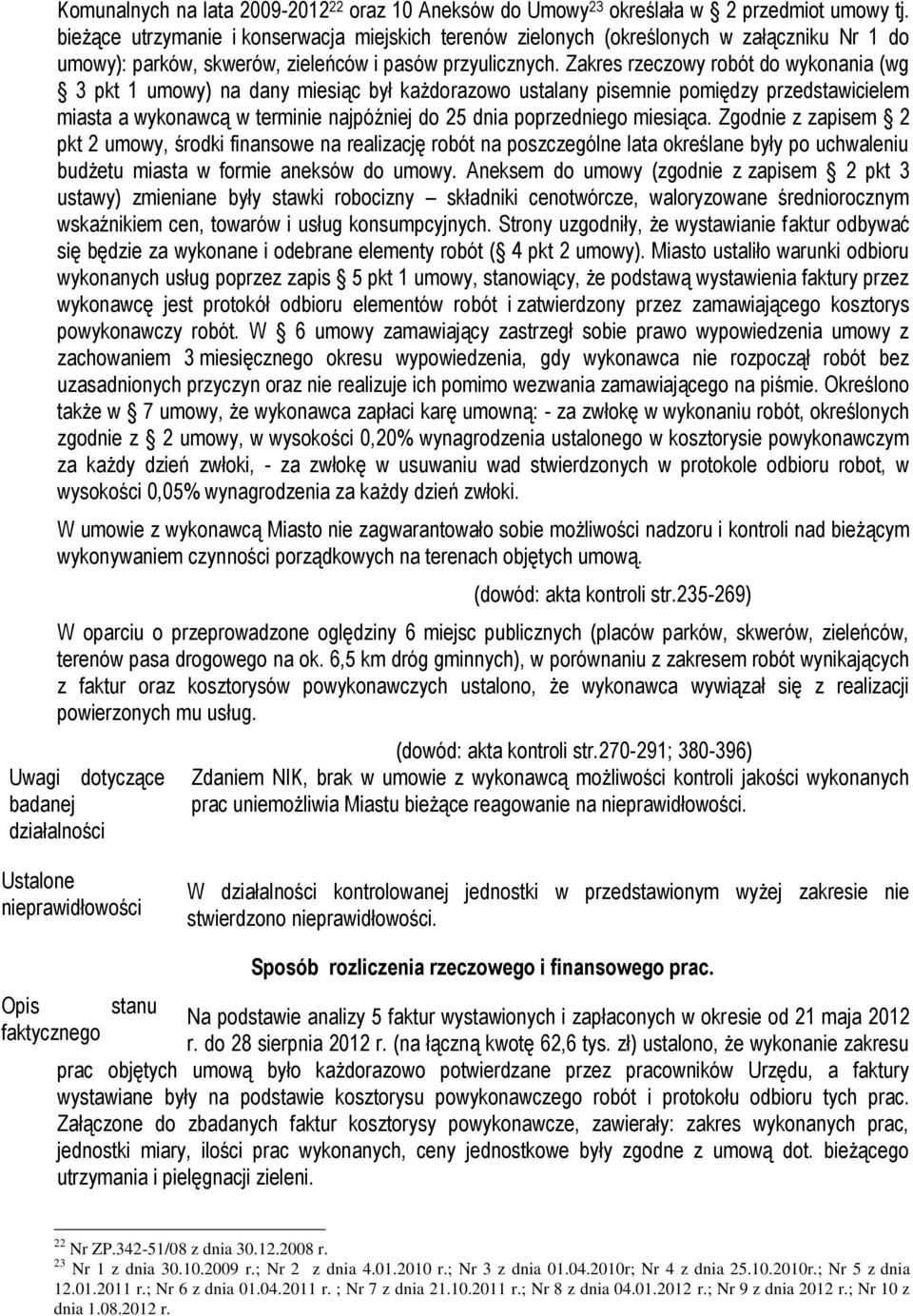 Zakres rzeczowy robót do wykonania (wg 3 pkt 1 umowy) na dany miesiąc był każdorazowo ustalany pisemnie pomiędzy przedstawicielem miasta a wykonawcą w terminie najpóźniej do 25 dnia poprzedniego