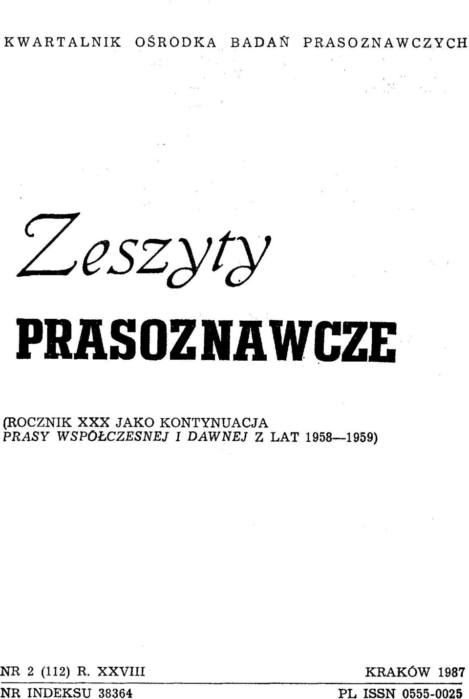 PRASY WSPÓŁCZESNEJ I DAWNEJ Z LAT 1958 1959) NR 2