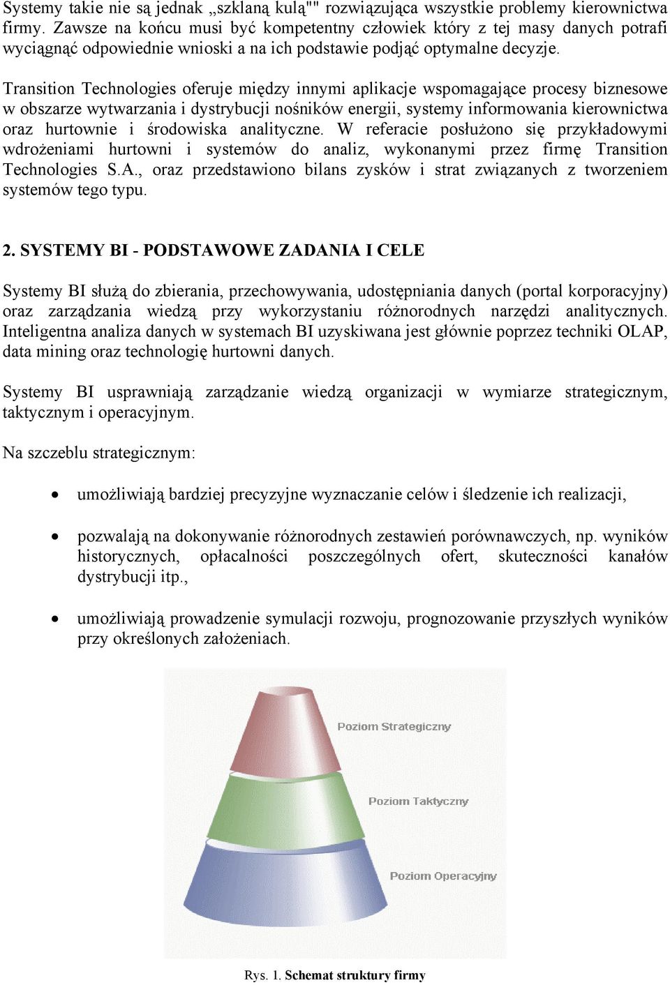 Transition Technologies oferuje między innymi aplikacje wspomagające procesy biznesowe w obszarze wytwarzania i dystrybucji nośników energii, systemy informowania kierownictwa oraz hurtownie i